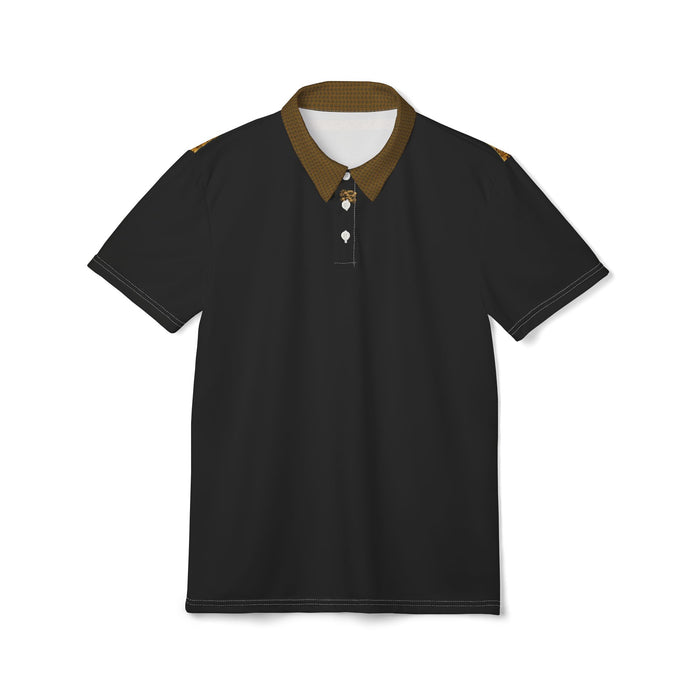 Gold Geometric Collar and Sleeve Polo Shirt | White Polo