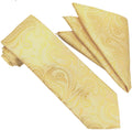 Gold Paisley Tie and Hanky Set - Upscale Men's Fashion