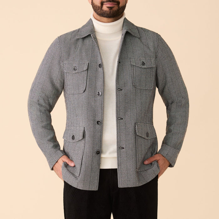 Herringbone 4 Pocket Jacket - Upscale Men's Fashion