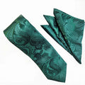 Hunter Green Paisley Tie and Hanky Set - Upscale Men's Fashion