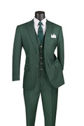 Hunter Green Pinstripe Regular Fit 3-Piece Suit – Regalia Collection - Upscale Men's Fashion
