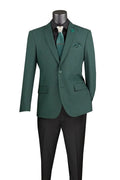 Hunter Green Slim Fit Blazer – Single-Breasted 2-Button Jacket for Formal & Casual Wear - Upscale Men's Fashion