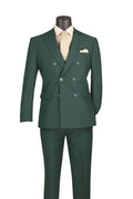 Hunter Green Slim Fit Stretch Double Breasted 2 Piece Suit - Bellarco Collection - Upscale Men's Fashion