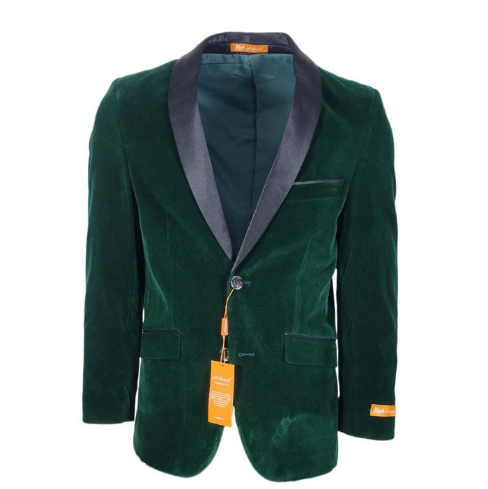 Hunter Green Velvet Slim Fit Shawl Lapel Dinner Jacket - Upscale Men's Fashion