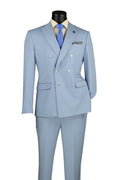 Ice Blue Slim Fit Stretch Double Breasted 2 Piece Suit - Bellarco Collection - Upscale Men's Fashion