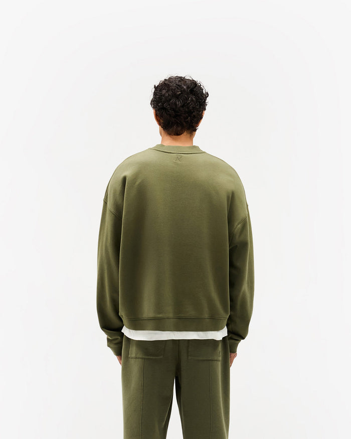 Initial Boxy Sweater - Army Green