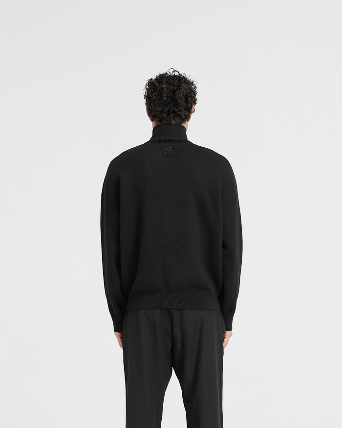 Initial Knitted Track Jacket - Jet Black