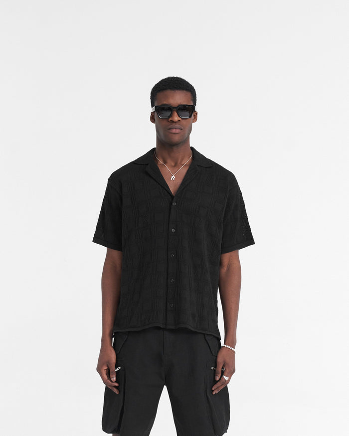 Lace Knit Shirt - Black