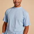 Lake Blue Ribbed Regular Fit Crew Neck T-Shirt - Upscale Men's Fashion