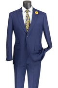 Lazio Collection – Blue Modern Fit Windowpane Suit - Upscale Men's Fashion