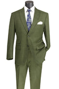 Lazio Collection – Olive Modern Fit Windowpane Suit - Upscale Men's Fashion