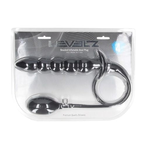 Levelz Beaded Inflatable Silicone Anal Plug Black from Nice 'n' Naughty