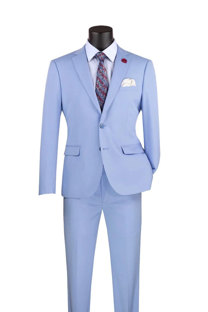 Light Blue Ultra Slim Fit Stretch 2-Piece Suit – Firenze Collection - Upscale Men's Fashion