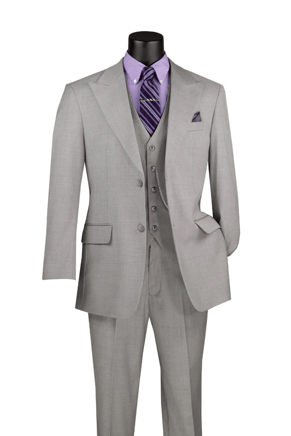 Light Gray Textured Regular Fit 3-Piece Suit – Bellavere Collection - Upscale Men's Fashion