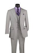 Light Gray Textured Regular Fit 3-Piece Suit – Bellavere Collection - Upscale Men's Fashion