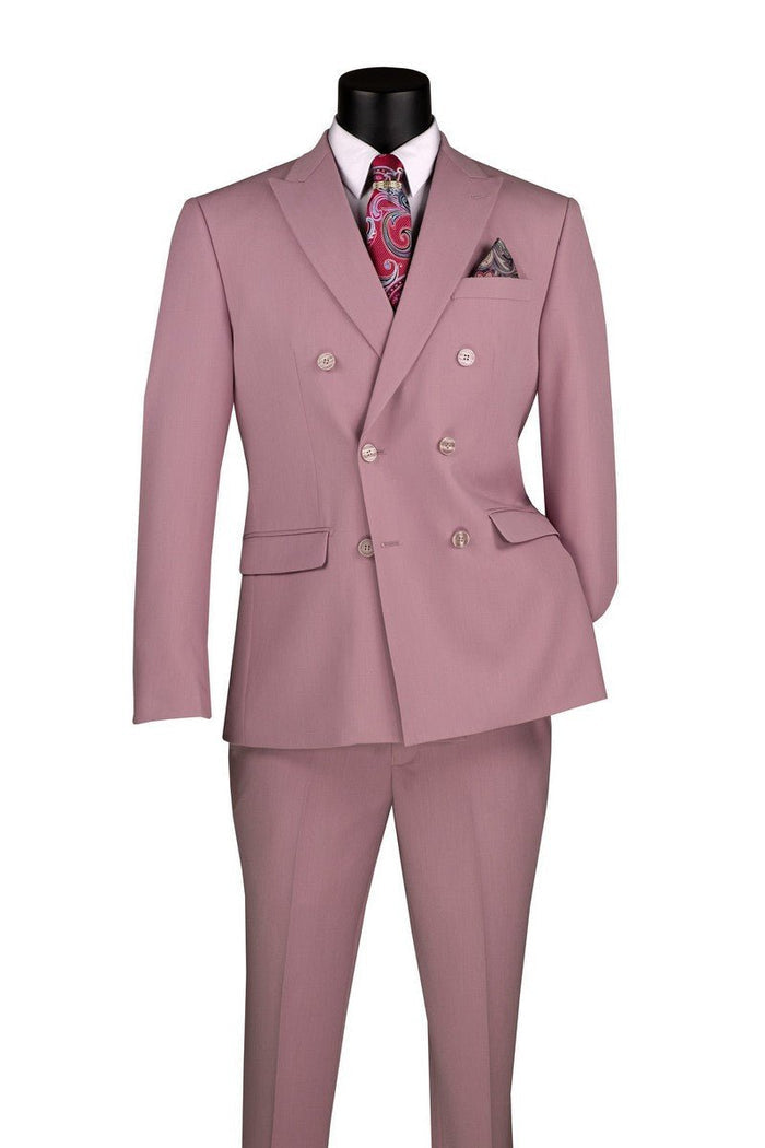 Lilac Slim Fit Stretch Double Breasted 2 Piece Suit - Bellarco Collection - Upscale Men's Fashion