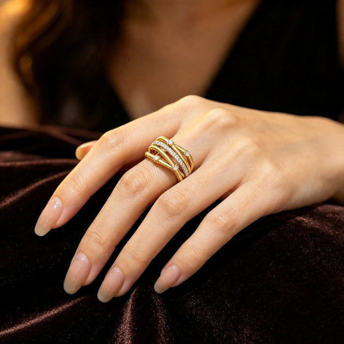 Lumi Cascade Ring worn on the hand