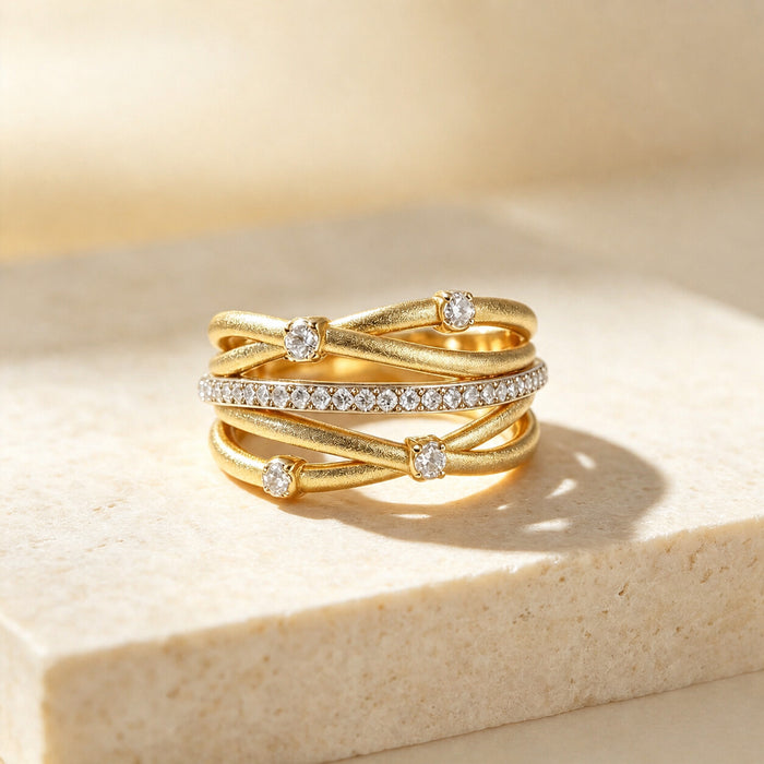 Lumi Cascade Ring in warm natural light