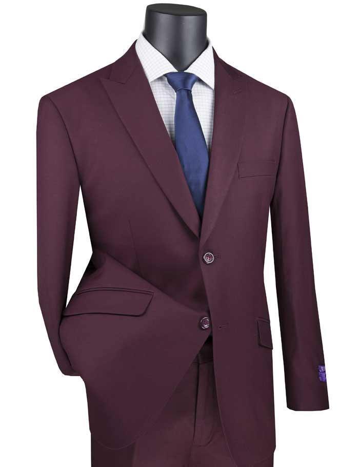 Maroon Modern Fit 2 Piece Suit with Peak Lapel – Imperio Collection - Upscale Men's Fashion