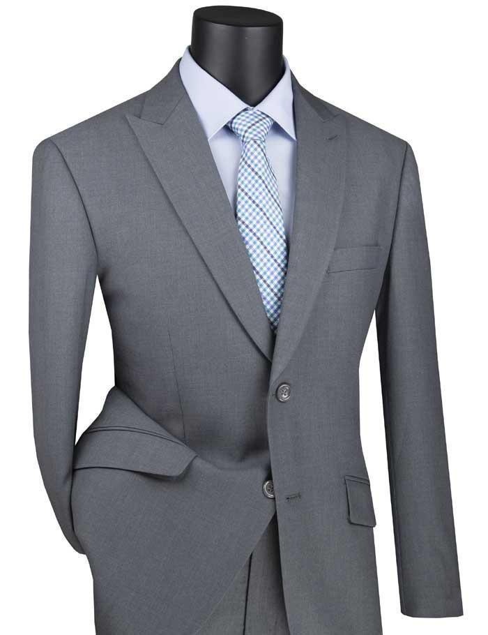 Medium Gray Modern Fit 2 Piece Suit with Peak Lapel – Imperio Collection - Upscale Men's Fashion