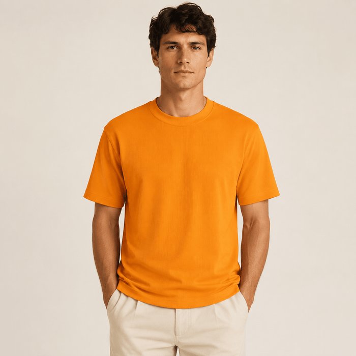 Melon Ribbed Regular Fit Crew Neck T-Shirt - Upscale Men's Fashion