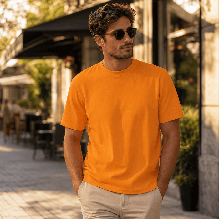 Melon Ribbed Regular Fit Crew Neck T-Shirt - Upscale Men's Fashion