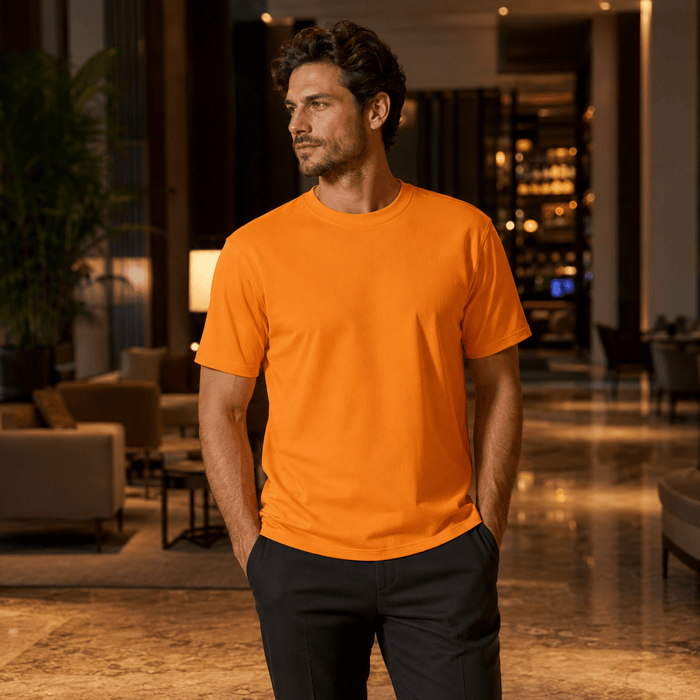 Melon Ribbed Regular Fit Crew Neck T-Shirt - Upscale Men's Fashion