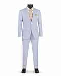 MEN'S 2PC SEERSUCKER MODERN FIT SUIT IN BLUE PINSTRIPE - Upscale Men's Fashion