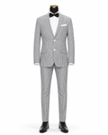 MEN'S 2PC SUMMER SEERSUCKER SLIM FIT SUIT IN BLACK PINSTRIPE - Upscale Men's Fashion