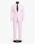 MEN'S 2PC SUMMER SEERSUCKER SLIM FIT SUIT IN PINK PINSTRIPE - Upscale Men's Fashion