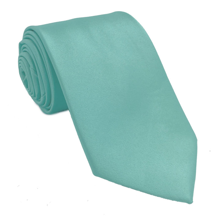 Men's Aquamarine Satin Self-Tie Necktie - Upscale Men's Fashion