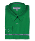 Men's Basic Dress Shirt with Convertible Cuff -Color Classic Green - Upscale Men's Fashion