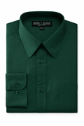 Men's Basic Dress Shirt with Convertible Cuff -Color Hunter Green - Upscale Men's Fashion