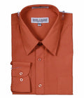 Men's Basic Dress Shirt with Convertible Cuff -Color Rust - Upscale Men's Fashion