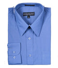 Men's Basic Dress Shirt with Convertible Cuff -Denim Blue - Upscale Men's Fashion