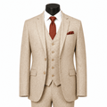 Men's Beige Hybrid Fit 3-Piece Tweed Suit | Alveron Collection - Upscale Men's Fashion