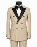 Men's Beige Modern Fit Double-Breasted 2-Piece Tuxedo – Castello Collection - Upscale Men's Fashion