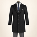 Men's Black 38" Knee-Length Wool-Blend Topcoat – Nordic Collection - Upscale Men's Fashion