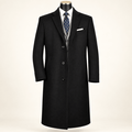 Men's Black 48" Full-Length Wool-Blend Topcoat – Nordic Collection - Upscale Men's Fashion