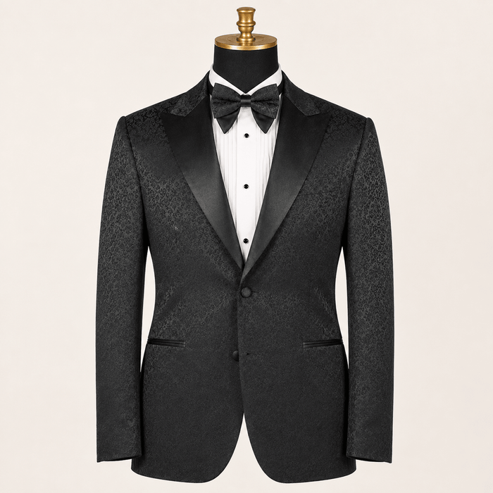 Men's Black Floral Jacquard Regular Fit Dinner Jacket – Fiorenzo Collection - Upscale Men's Fashion