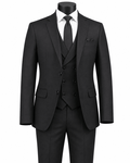 Men’s Black Modern Fit 3-Piece Suit with Double-Breasted Vest – Altavilla Collection - Upscale Men's Fashion