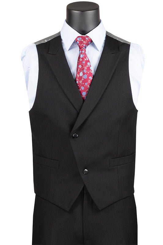 Men’s Black Modern Fit 3-Piece Suit with Double-Breasted Vest – Altavilla Collection - Upscale Men's Fashion