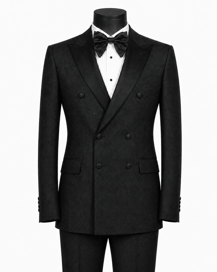 Men's Black Modern Fit Double-Breasted 2-Piece Tuxedo – Castello Collection - Upscale Men's Fashion