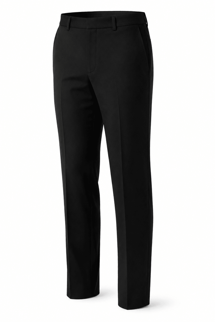 Men's Black Modern Fit Pre-Hemmed Dress Pants - Upscale Men's Fashion