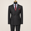 Men’s Black Pinstripe Regular Fit Double-Breasted Suit – Cavallo Collection - Upscale Men's Fashion