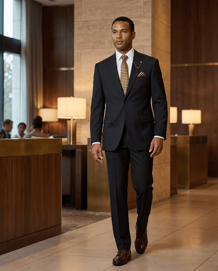 Men’s Black Regular Executive Fit 2-Piece Suit – Ravello Collection - Upscale Men's Fashion