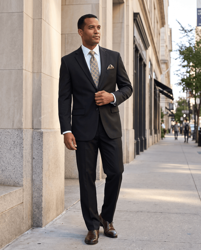 Men’s Black Regular Executive Fit 2-Piece Suit – Ravello Collection - Upscale Men's Fashion