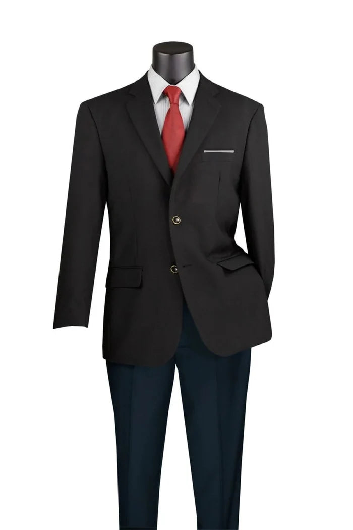Men’s Black Regular Fit Blazer – Timeless Single-Breasted Design - Upscale Men's Fashion