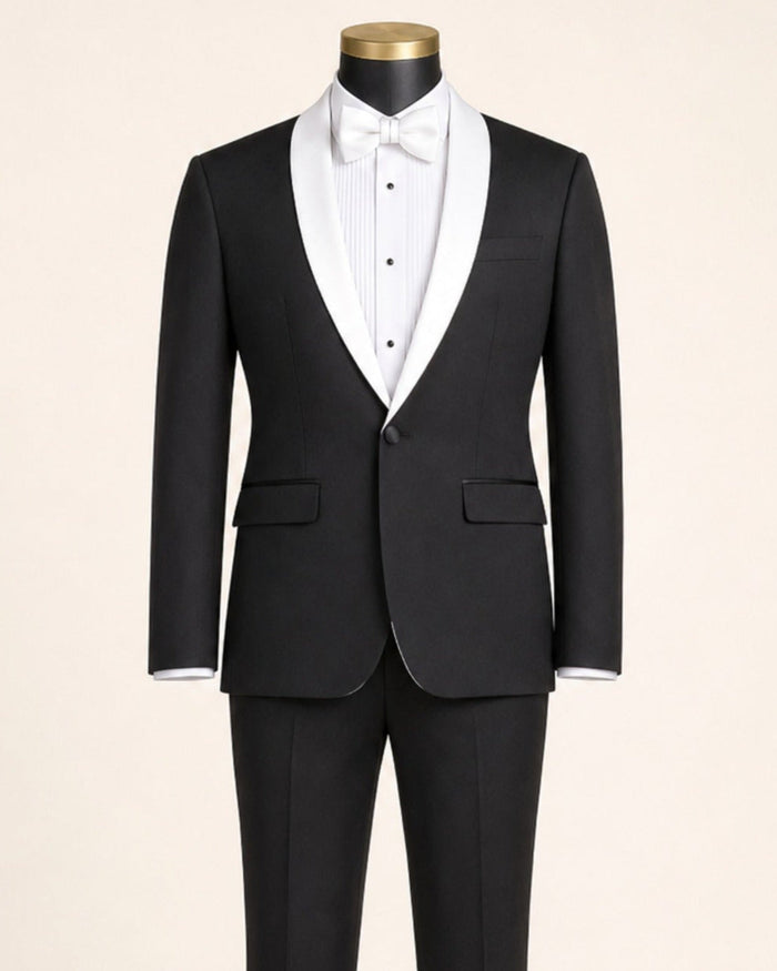 Men's Black Slim Fit 2-Piece Shawl Lapel Tuxedo – Aurelio Collection - Upscale Men's Fashion