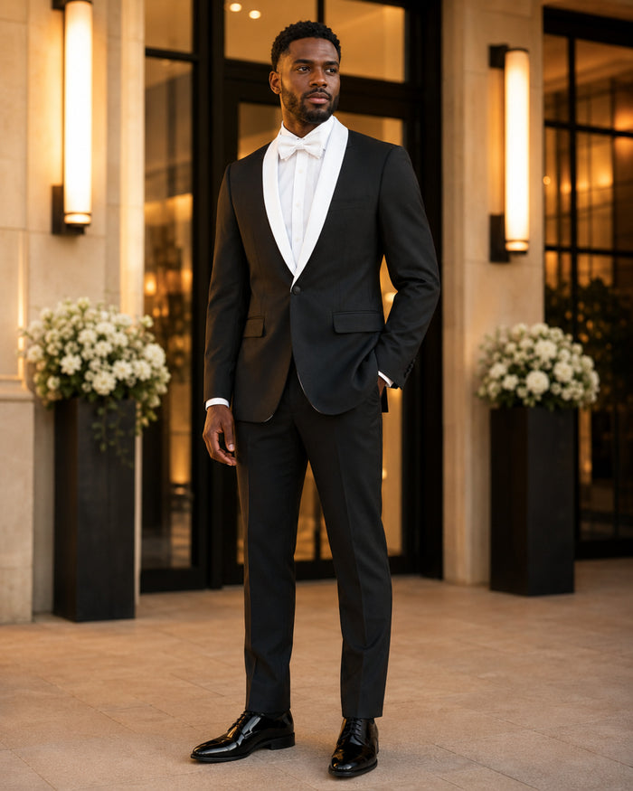 Men's Black Slim Fit 2-Piece Shawl Lapel Tuxedo – Aurelio Collection - Upscale Men's Fashion